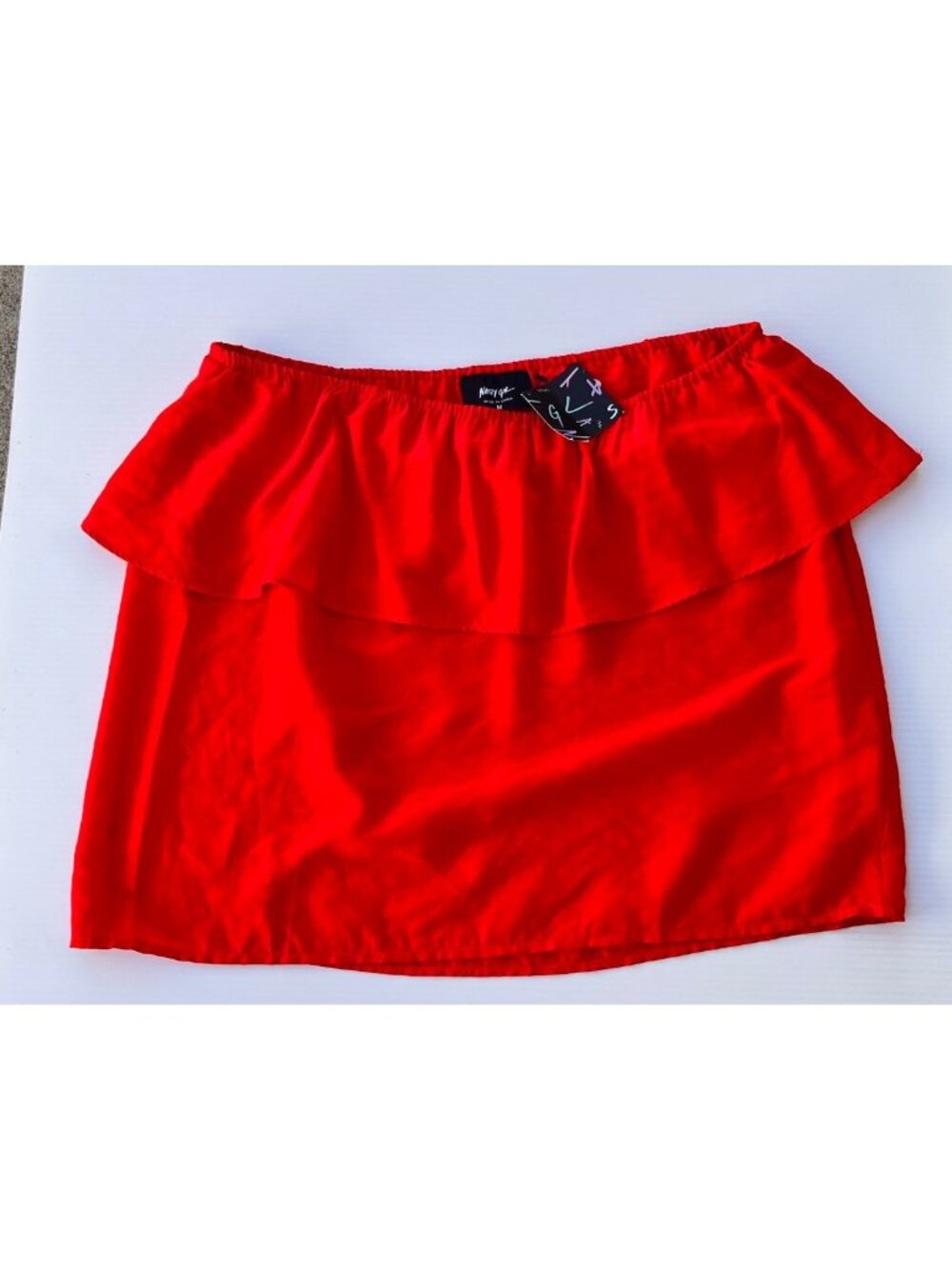 Nasty Gal Private Practice Strapless Ruffle Tube Top Red Size M Women's NWT - Picture 11 of 13